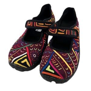 Kuna Prints Molas Art Shoes Vegan Mary Jane Flat Handcrafted Sz 36 US 6